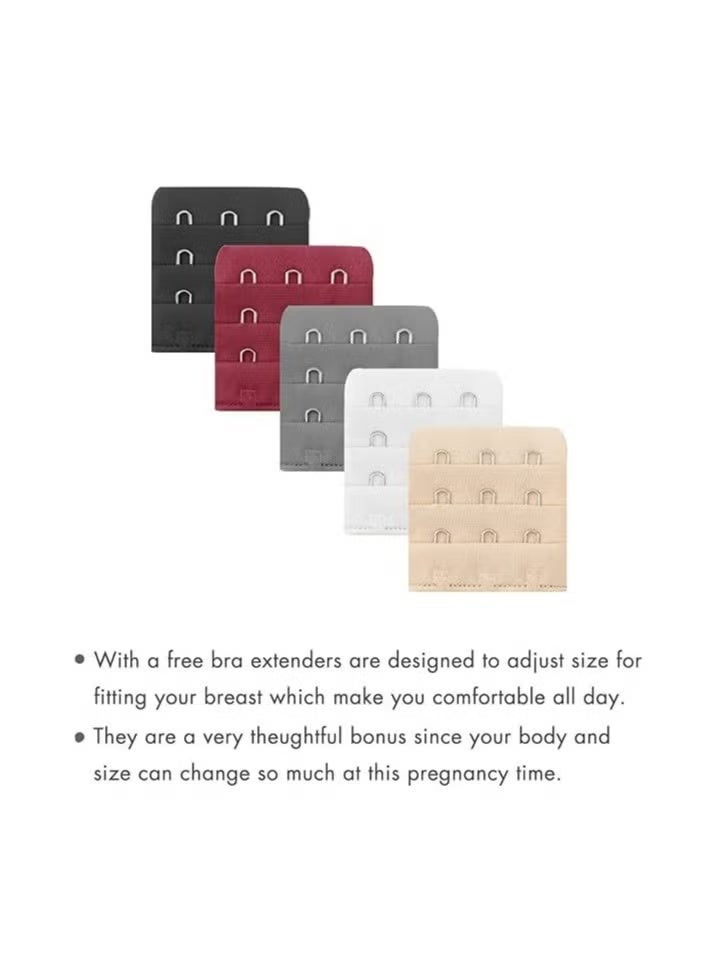 Nursing Bra 5 Pack Womens Maternity Breastfeeding Bra Seamless Wireless Sleep Bra with Bra Extenders  - Image 5