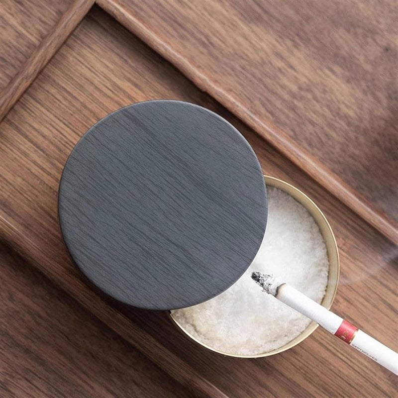 Ash Holder Rough Pottery Iron Glaze Ashtray Portable with Lid for Indoor Outdoor - Image 3