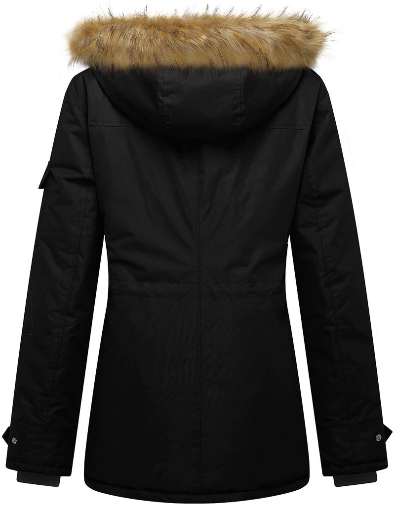 wantdo Women's Quilted Winter Coat Warm Puffer Jacket Thicken Parka with Removable Hood Black X-Large - Image 2