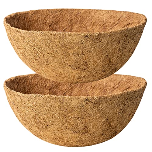 Karlliu 2 Pack 16 Inch Round Replacement Coco Liners for Hanging Basket Natural Coconut Fiber Liner for Flower Planter Coco Coir Pots for Outdoor Garden Plants - Image 1