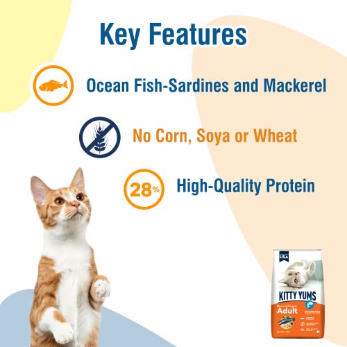 Kitty YUMS Adult (+1 Year) Dry Cat Food 1.2kg Pack | Ocean Fish Flavour | Develop Strong Bones | Healthy Skin & Coat | Supports Digestive System | Maintains a Healthy Heart - Image 5