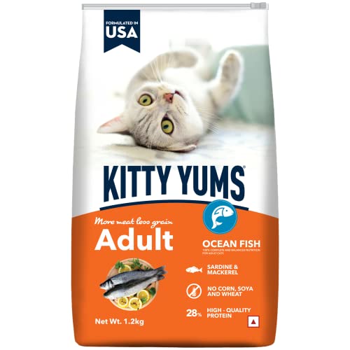 Kitty YUMS Adult (+1 Year) Dry Cat Food 1.2kg Pack | Ocean Fish Flavour | Develop Strong Bones | Healthy Skin & Coat | Supports Digestive System | Maintains a Healthy Heart - Image 1
