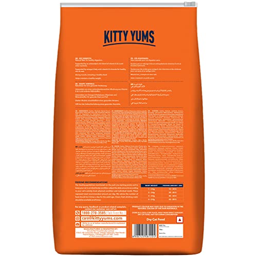 Kitty YUMS Adult (+1 Year) Dry Cat Food 1.2kg Pack | Ocean Fish Flavour | Develop Strong Bones | Healthy Skin & Coat | Supports Digestive System | Maintains a Healthy Heart - Image 3