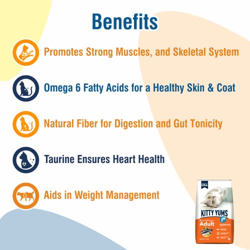 Kitty YUMS Adult (+1 Year) Dry Cat Food 1.2kg Pack | Ocean Fish Flavour | Develop Strong Bones | Healthy Skin & Coat | Supports Digestive System | Maintains a Healthy Heart - Image 4