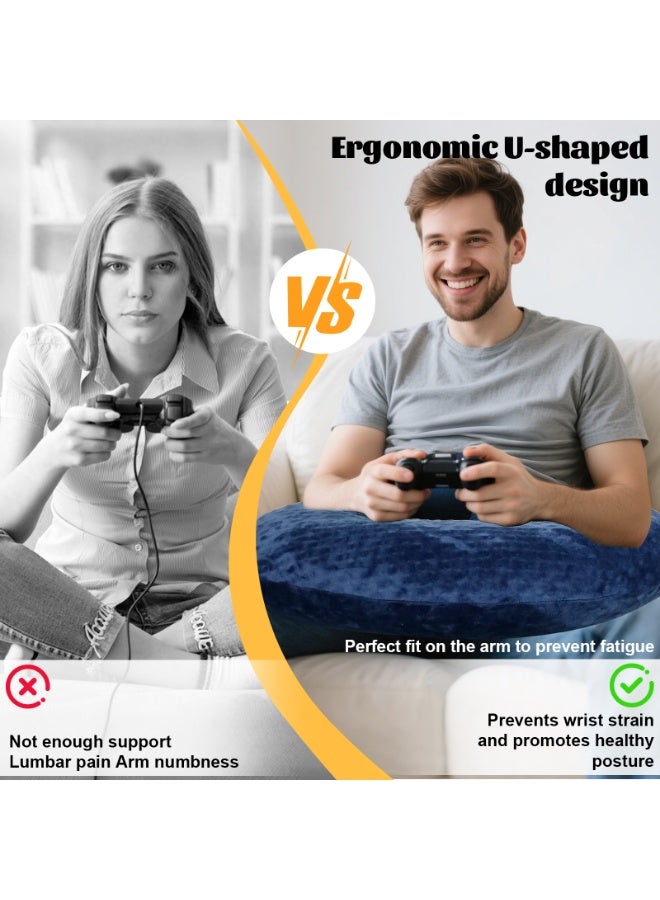 Ergonomic Gaming Pillow for Lap, U-Shaped Crochet Pillow for Lap Support, Soft Reading Pillows Provide Arms Legs Neck Support to Long Gaming Sessions, Crocheting, Reading, Working - Image 4