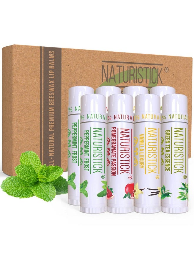 Naturistick 8-Pack Lip Balm Gift Set by Naturistick. Assorted Scents. 100% Natural Ingredients. Best Beeswax Chapsticks for Dry, Chapped Lips. Made in USA for Men, Women and Children  - Image 1