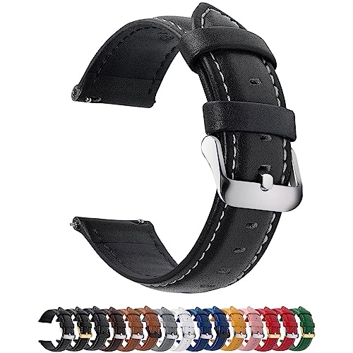 Fullmosa Watch Band, Quick Release Leather Watch Strap for Men Women, Replacement Bands Width 12mm 14mm 16mm 18mm 19mm 20mm 21mm 22mm 24mm - Image 1