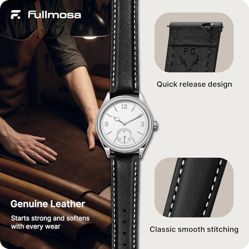 Fullmosa Watch Band, Quick Release Leather Watch Strap for Men Women, Replacement Bands Width 12mm 14mm 16mm 18mm 19mm 20mm 21mm 22mm 24mm - Image 4