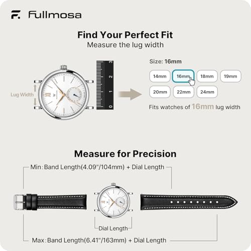 Fullmosa Watch Band, Quick Release Leather Watch Strap for Men Women, Replacement Bands Width 12mm 14mm 16mm 18mm 19mm 20mm 21mm 22mm 24mm - Image 5