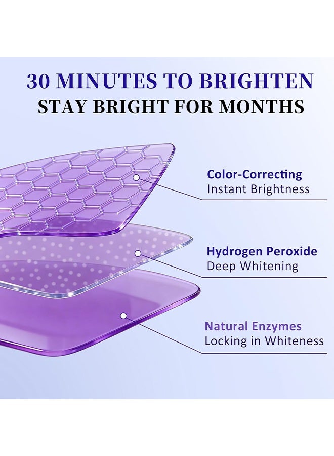 Feimuko 7D White Teeth Whitening Strips, V34 Teeth Whitening Strips, Purple Tooth Whitening, Tooth Stain Treatment, Gum Care & Stain Removal, Removes Yellow Stains & Bad Breath, Combining Whitening And Colour Correction 7 Treatments - Image 3