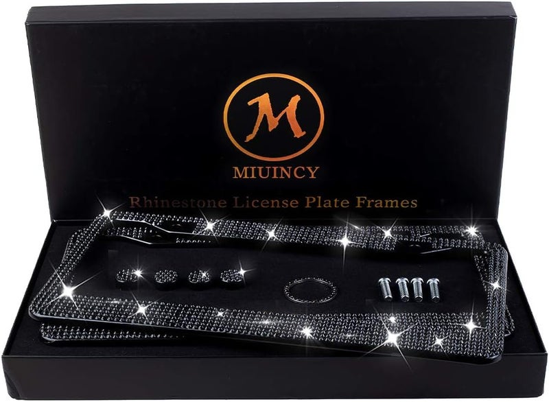 MIUINCY Rhinestone License Plate Frame Set - Image 1