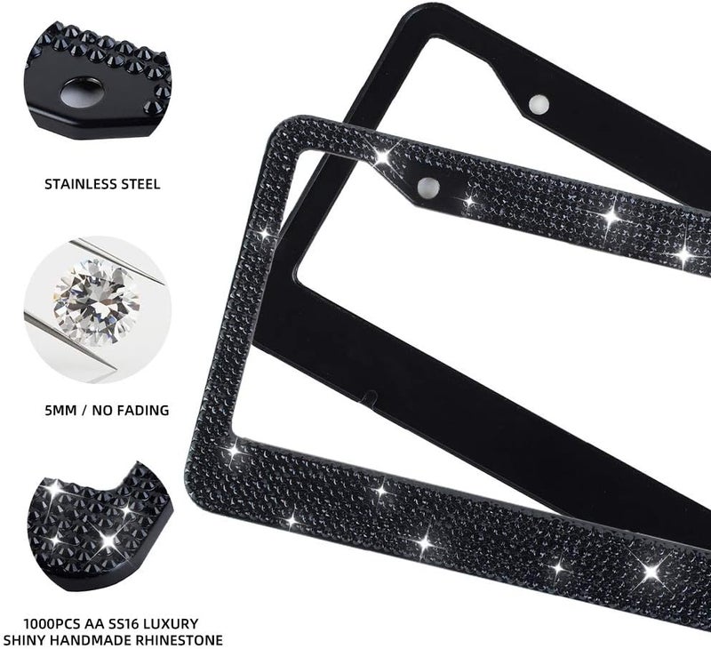 MIUINCY Rhinestone License Plate Frame Set - Image 3