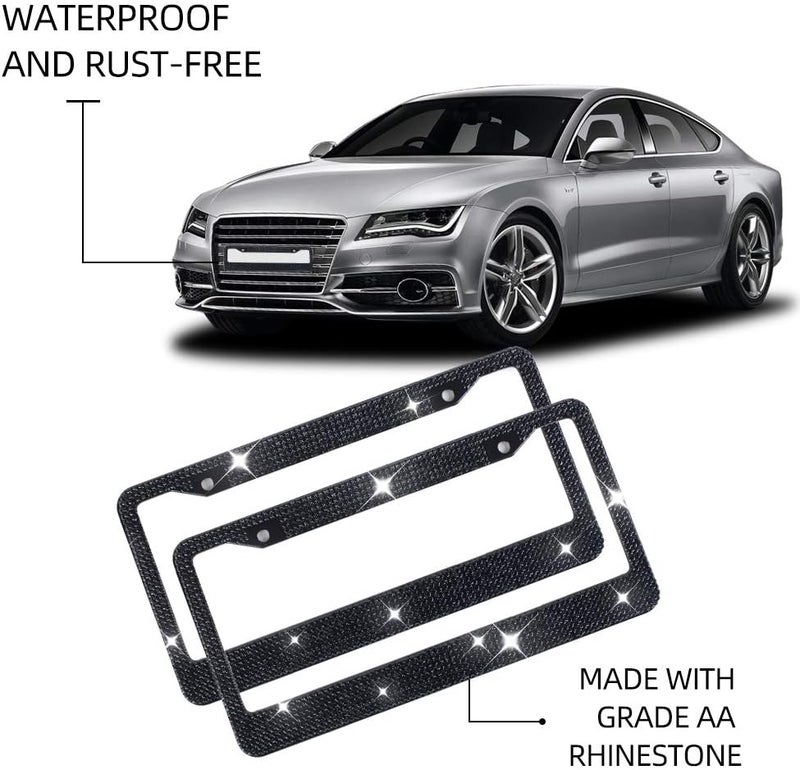 MIUINCY Rhinestone License Plate Frame Set - Image 4