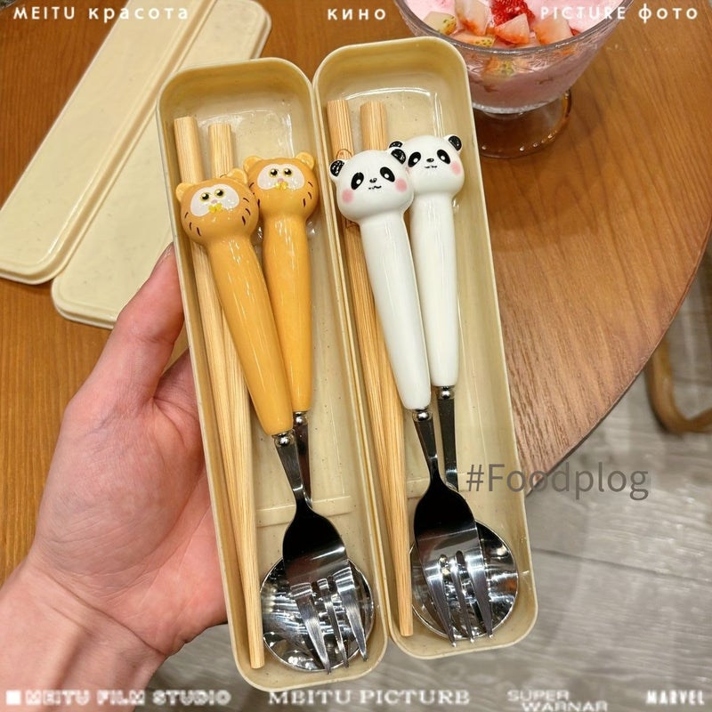 Ins Baby Carrots Portable Spoon Fork And Chopsticks Set With Storage Box For Office And Outdoor Use - Image 3