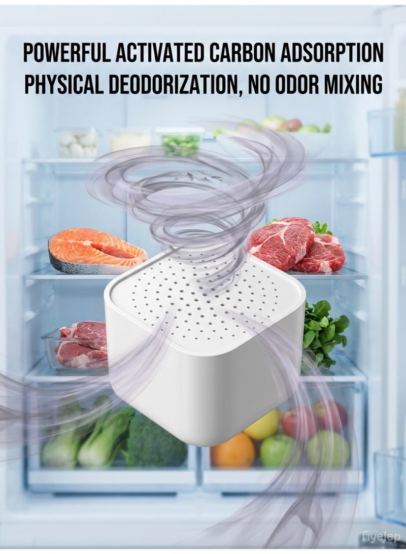 MS MIN Refrigerator Deodorizer Box 6-Pack | Activated Carbon Odor Eliminator & Dehumidifier | Reusable Fridge Odor Absorber - Image 3