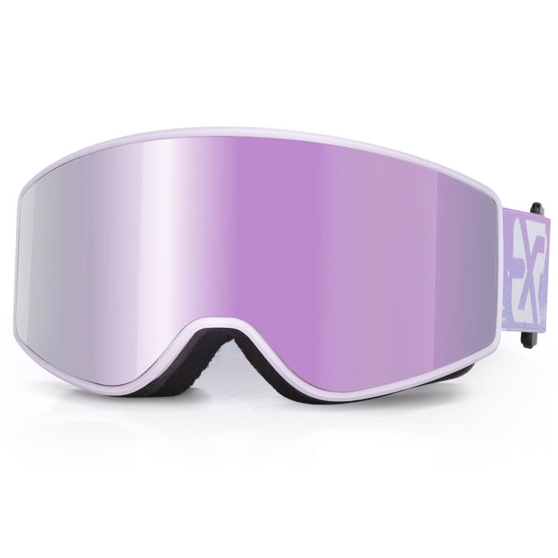 EXP VISION Kids Ski/Snowboard Goggles, Child Snow Goggles Over Glasses for Boys Girls Toddler Age 4-14 (Kids Ski Goggles-Pail lilac) - Image 1