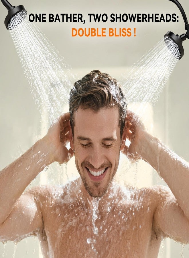 NTPN Dual Shower Head for Couples, High Pressure Double Shower Heads for Two People Rod, Two Showerhead System Fit 2 Person, Birthday Gifts for Women Men, Spa-Like (Black) Segmented Design - Image 4