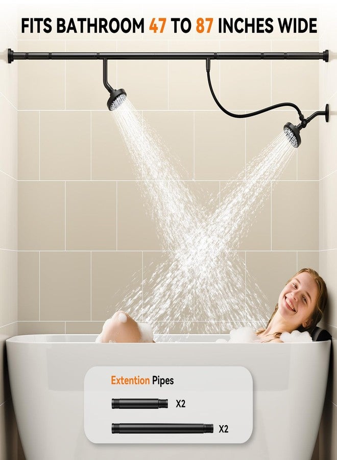 NTPN Dual Shower Head for Couples, High Pressure Double Shower Heads for Two People Rod, Two Showerhead System Fit 2 Person, Birthday Gifts for Women Men, Spa-Like (Black) Segmented Design - Image 2