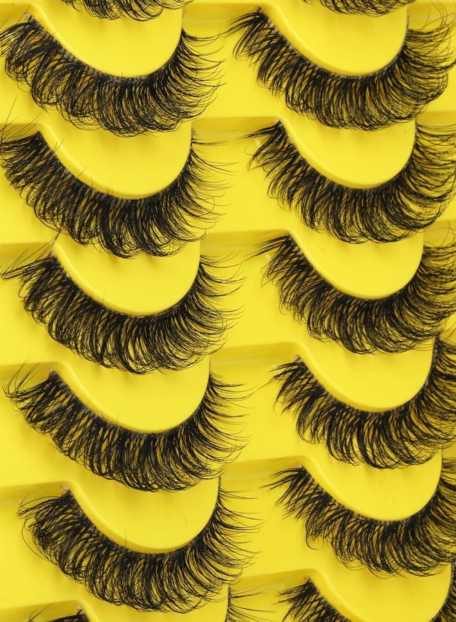 zanlufly False Eyelashes Russian Strip Lashes D Curl Wispy Natural Look Faux Mink Lashes Like Eyelash Extension Fluffy Transparent Band Cat Eye Fake Eyelashes Pack - Image 3