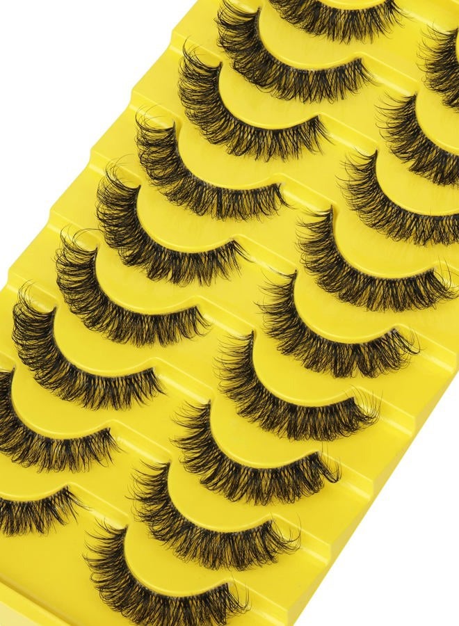 zanlufly False Eyelashes Russian Strip Lashes D Curl Wispy Natural Look Faux Mink Lashes Like Eyelash Extension Fluffy Transparent Band Cat Eye Fake Eyelashes Pack - Image 5