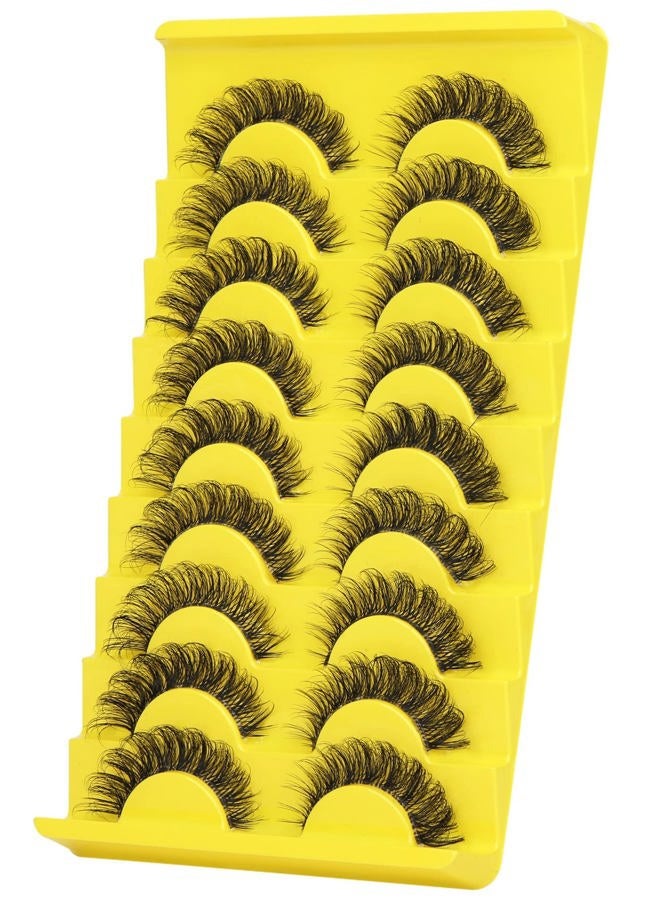 zanlufly False Eyelashes Russian Strip Lashes D Curl Wispy Natural Look Faux Mink Lashes Like Eyelash Extension Fluffy Transparent Band Cat Eye Fake Eyelashes Pack - Image 4