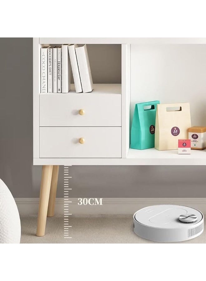Golden Coffee Cabinet with Large Top, Open Shelves and 2 Storage Drawers 100x35x90 cm for Living Room or Office (White ZWG008) - Image 5