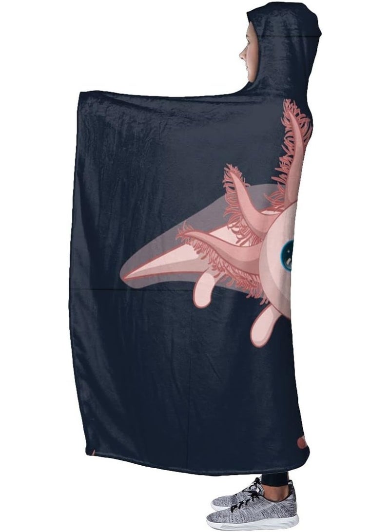 ARTIEMASTER Axolotl Hooded Blanket Soft and Lightweight Flannel Throw Suitable for Use in Bed, Living Room and Travel 50"x40" for Kid - Image 2