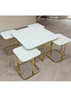 LHFHOMT LHFHOMT 5 Piece Living Room Table Set,1 Big Center Table and 4 Pices Small Tables,Luxury Center table Tabletop Glass For Living Room, office  - Image 2