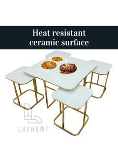 LHFHOMT LHFHOMT 5 Piece Living Room Table Set,1 Big Center Table and 4 Pices Small Tables,Luxury Center table Tabletop Glass For Living Room, office  - Image 3