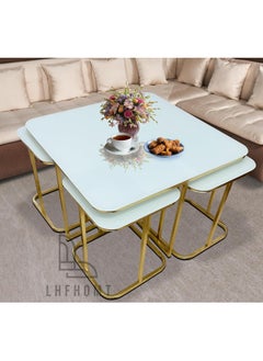 LHFHOMT LHFHOMT 5 Piece Living Room Table Set,1 Big Center Table and 4 Pices Small Tables,Luxury Center table Tabletop Glass For Living Room, office  - Image 1