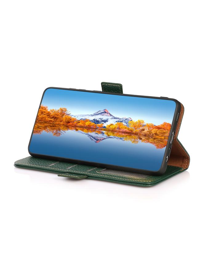 S-TOP Case For Samsung Galaxy A02s EU Version KHAZNEH Side-Magnetic Litchi Genuine Leather RFID Phone Case - Image 5