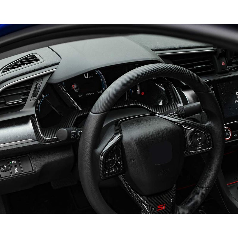 Thenice for 10th Gen Civic Dash Board Instrument Panel Dashboard Trim Cover Interior Decal Accessories Compatible with Honda Civic 2021 2020 2019 2018 2017 2016 -Carbon Fiber Grain - Image 5