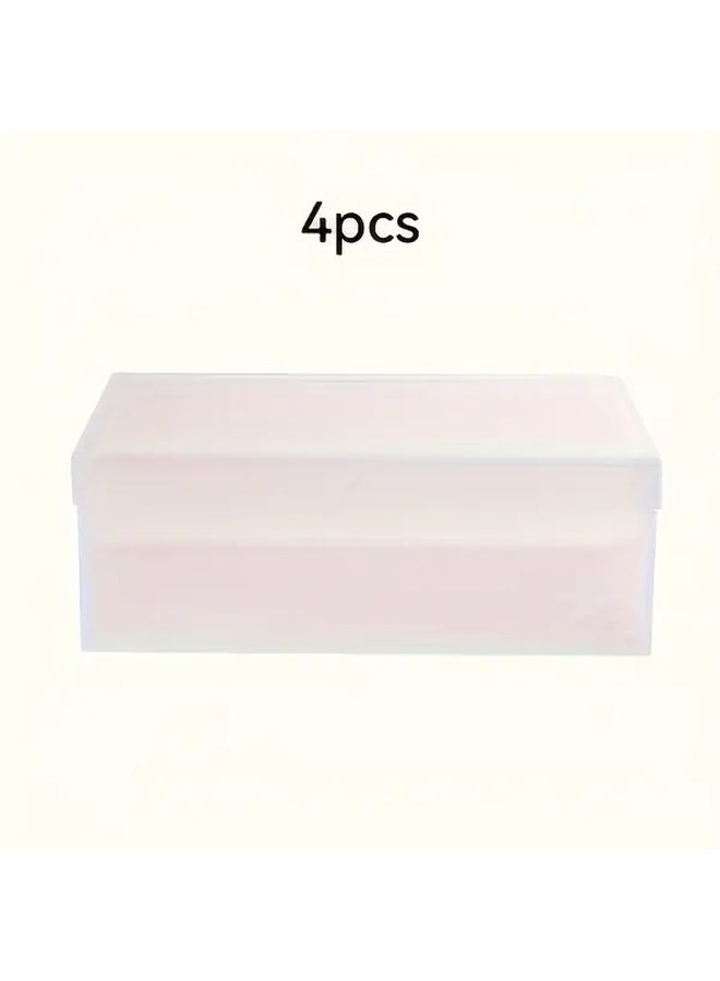 4pcs Transparent Stackable Shoe Storage Boxes With Flip Top Lids Easy Clean Foldable - Image 2