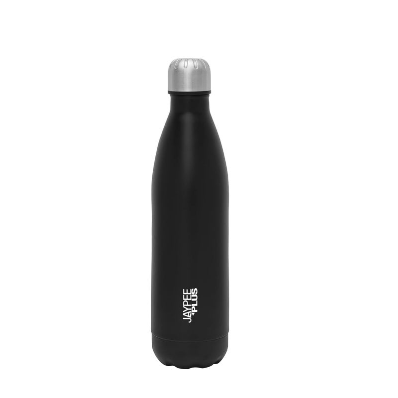 Jaypee Plus Alpha Vaccum Insulated Thermosteel 24 Hours Hot and Cold Water Bottle for School, Office, Home, Gym Double Walled Leakproof, Rust Free Steel Bottle 750 ml Flask, Black - Image 1