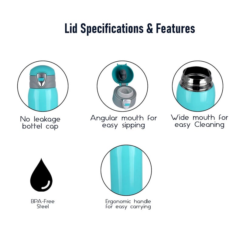 PROBOTT Thermosteel Vacuum Flask Hot & Cold Sports Bottle Each 500ml -Blue (Pack of 2) - Image 4