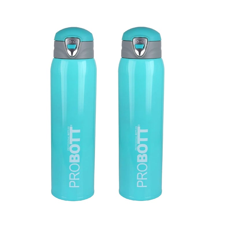 PROBOTT Thermosteel Vacuum Flask Hot & Cold Sports Bottle Each 500ml -Blue (Pack of 2) - Image 1