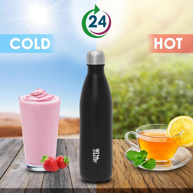 Jaypee Plus Alpha Vaccum Insulated Thermosteel 24 Hours Hot and Cold Water Bottle for School, Office, Home, Gym Double Walled Leakproof, Rust Free Steel Bottle 750 ml Flask, Black - Image 5