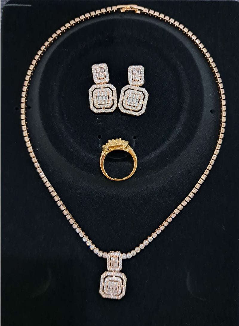 جولاري طقم عقد وأقراط شكل مربع - Image 2