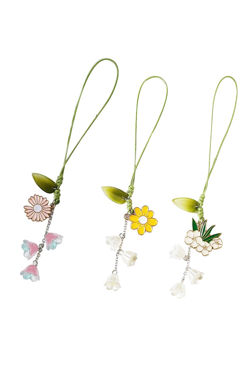 3 Pcs Creative Tulip Flower Mobile Phone Pendant, for Keychain Mobile Phone Car Key Bag Backpack Wallet Decoration - Image 1