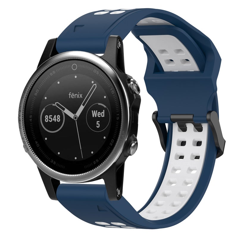 S-TOP For Garmin Fenix 5S Two Color Reverse Buckle 20mm Silicone Watch Band(Blue+White) - Image 1