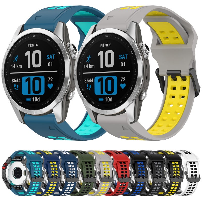 S-TOP For Garmin Fenix 5S Two Color Reverse Buckle 20mm Silicone Watch Band(Blue+White) - Image 3
