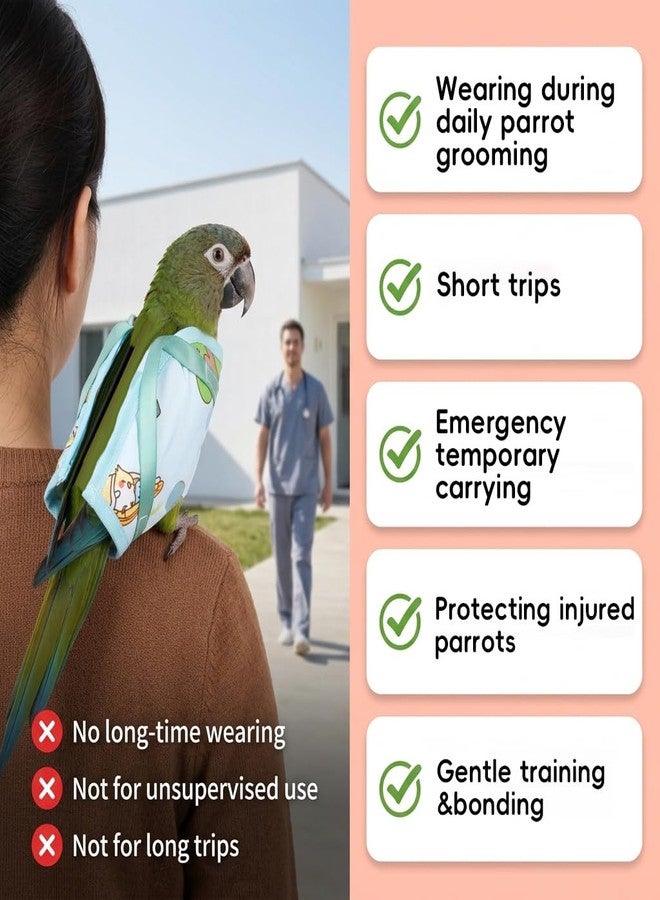Qpets® Bird Carrier Harness for Parakeets, Lovebirds & Small Birds, Escape-Proof Bird Travel Harness with Hook and Loop Closure, Soft Breathable Bird Carrier Bag, Outdoor Vet Visit Bird Sling - Image 4