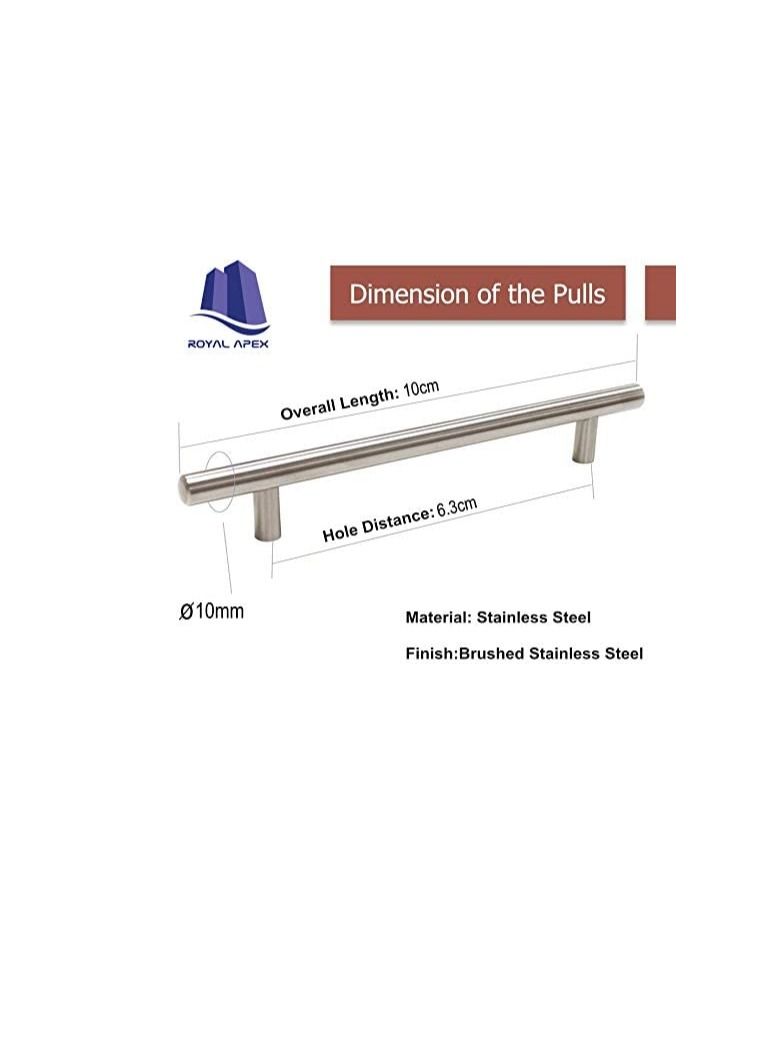 Stainless Steel Kitchen Cabinet Drawer T-Bar Cabinet & Furniture Pull Cabinet Door Handles and Pulls Cabinet Knobs Brushed Nickel. (10 x Hole Size 6.3 CM, Pck of 2)  - Image 2