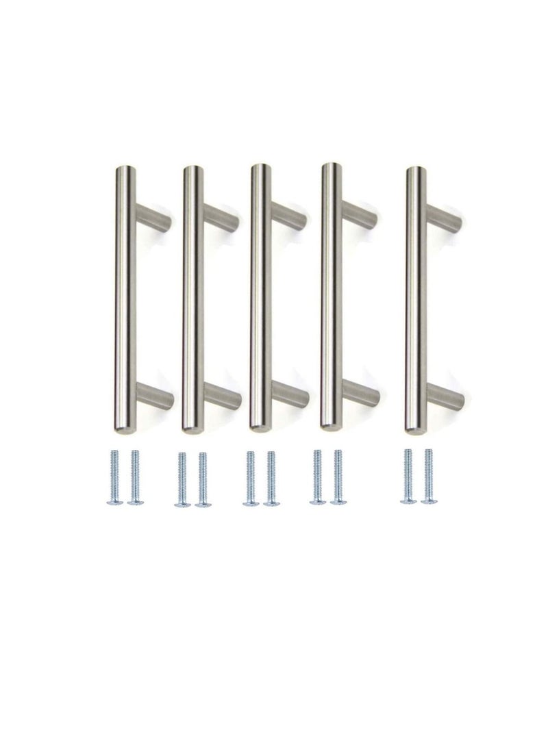 Stainless Steel Kitchen Cabinet Drawer T-Bar Cabinet & Furniture Pull Cabinet Door Handles and Pulls Cabinet Knobs Brushed Nickel. (10 x Hole Size 6.3 CM, Pck of 2)  - Image 1