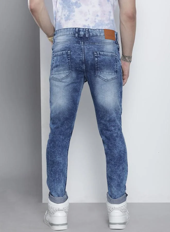 The Indian Garage Co Blue The Indian Garage Co Men Mid Rise Slim Fit Stretchable Jeans for Men | Best Price UAE