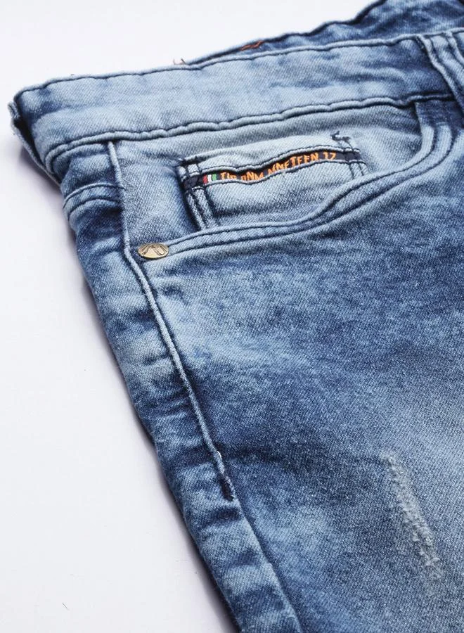 The Indian Garage Co Blue The Indian Garage Co Men Mid Rise Slim Fit Stretchable Jeans for Men | Best Price UAE