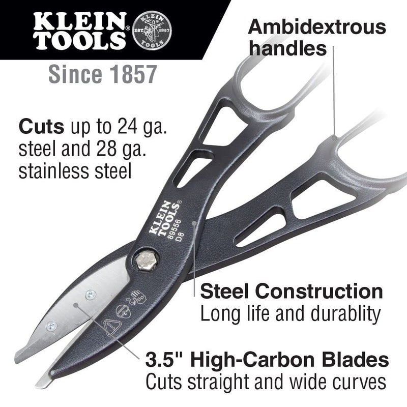 Klein Tools 89556 Metal Cutter  Tin Snips Cut Tin  Copper  Aluminum  Vinyl  Steel And Stainless Steel  12-Inch - Image 2