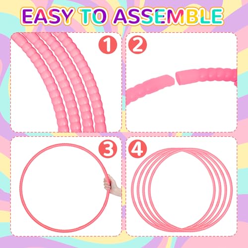 WinnerWhy 2 Pcs Toy Hoop Exercise Hoop Detachable Adjustable Plastic Toy Ring Playground Equipment for School Colored Circles Exercise Ring for Teens Dog Agility EquipmentPink23 Inch - Image 5
