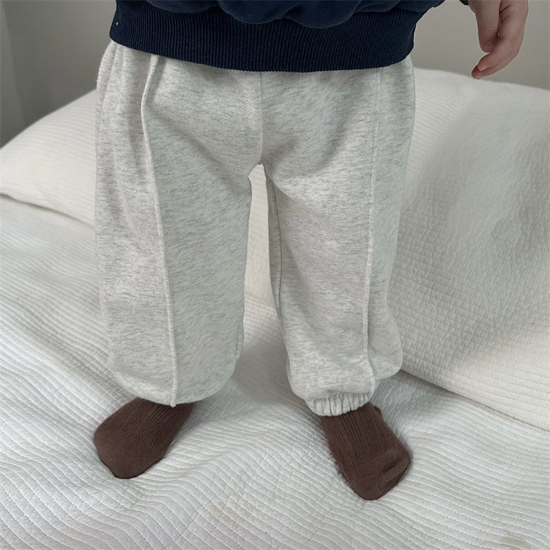 Childrens Alphabet Sweaters suit Autumn Clothes Korean Style Childrens Wear Boys Long Sleeve Sweaters Two-Piece Babys Autumn Clothes Gray sweatpants