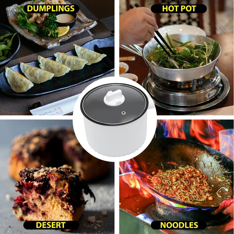 Trady Multifunctional Electric Cooker with Stainless Steel Steamer Electric Non Stick Cookware Hot Pot Long Handle Round Shape Design OverHeating DryBoil Protection For Home Travel White - Image 5